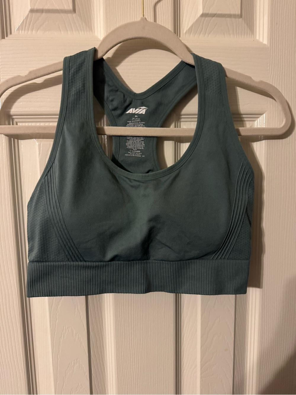 Avia Seamless Racerback Sports Bra in Teal Green NWOT Sz XL w/removal bra forms